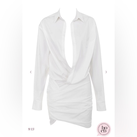 House of CB - ‘Nicolette’ White Draped Shirt Dress - Picture 9 of 14